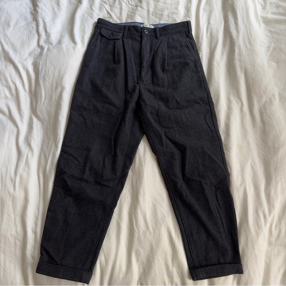 Alex Mill Cropped Pleated Dark Gray Wool Trousers - 28 (US)